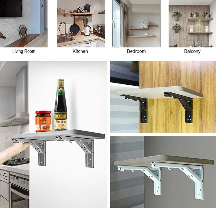 8in 10 12 Inch Stainless Steel Adjustable Angle Wood Table Corner Metal Wall Mount Floating L Folding Shelf Bracket