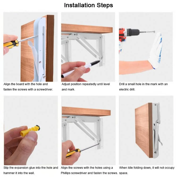 8in 10 12 Inch Stainless Steel Adjustable Angle Wood Table Corner Metal Wall Mount Floating L Folding Shelf Bracket